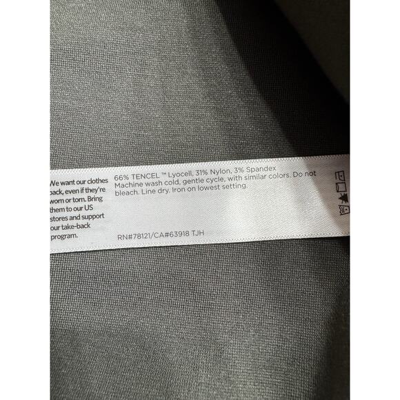 Eileen Fisher L Green Gray Stretch Crepe High Collar Kimono Cardigan Jacket - Picture 4 of 6